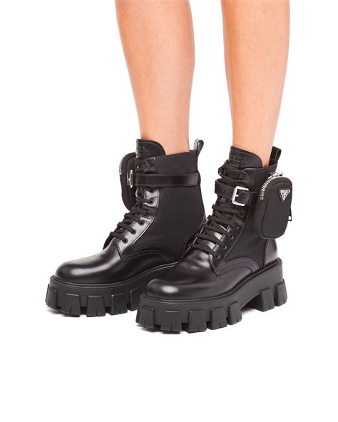 prada brushed rois leather and nylon monolith boots price|prada monolith boots women's.